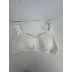 Daisy Bra Women Sz 5XL White Front Closure Wireless Soft Cup Bra Snap Button NWT